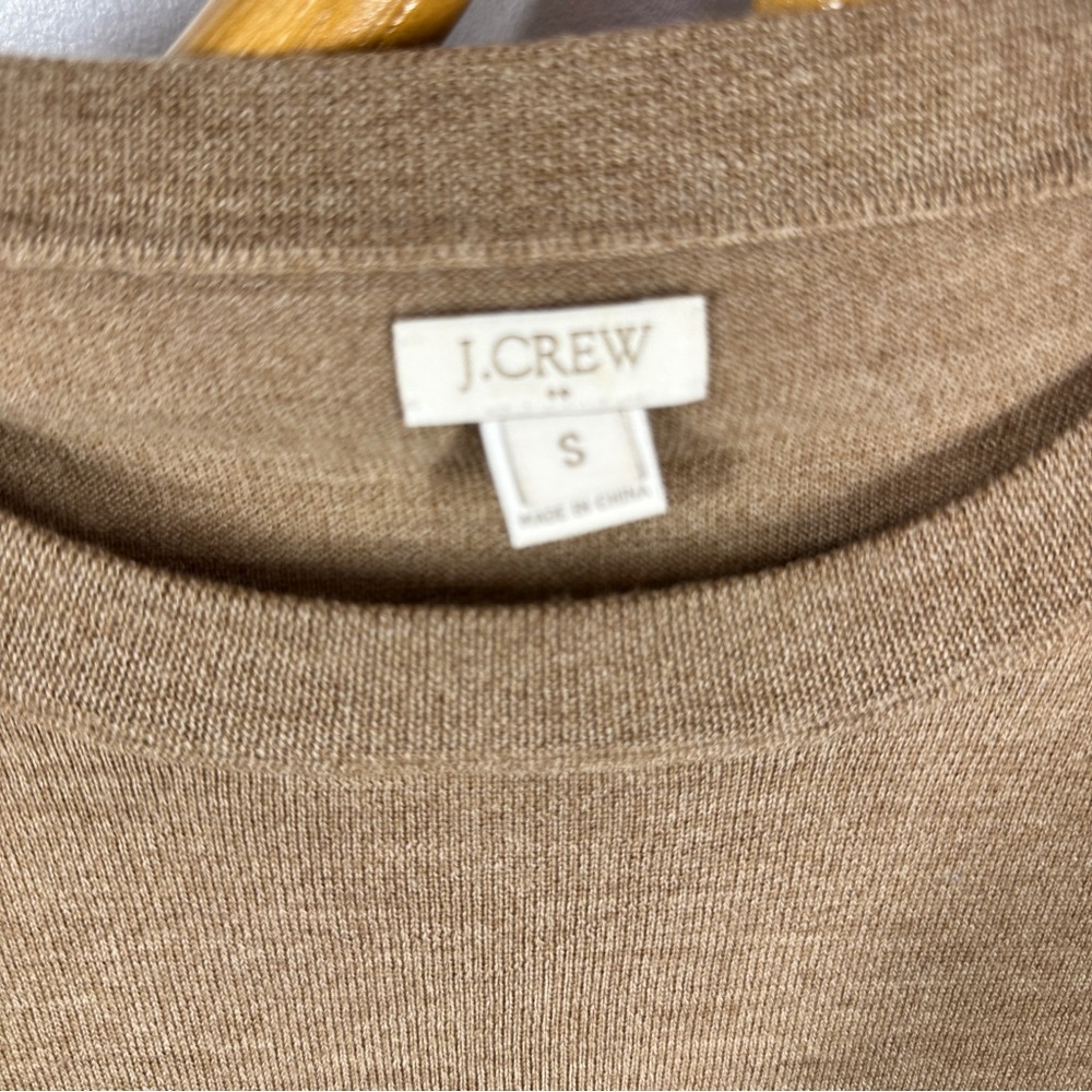 J. Crew Tan Merino Wool Brown Sweater Top sz S - Picture 3 of 4